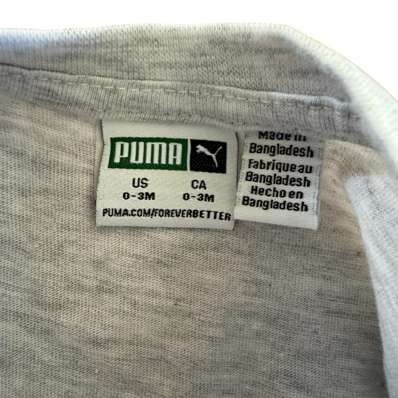 Puma Short Sleeve Top Baby Girl Tie front Pink Glitter Gray Size 0-3 NWT - Picture 2 of 3